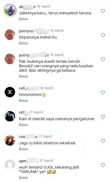 Komentar miring warganet terkait pertemuan Wapres Gibran dan driver ojol di Istana Wapres. [Instagram]